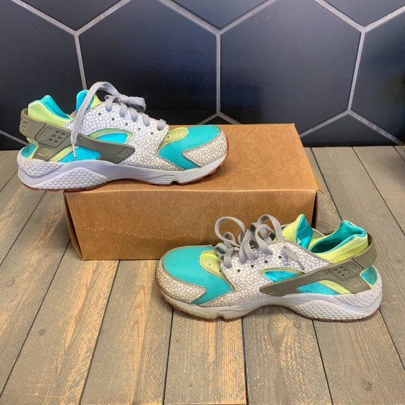 Used W/O Box! Mens Nike ID Air Huarache Running Teal White Elephant Size 11 - Picture 2 of 6